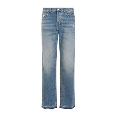 AMIRI MEN'S DISTRESSED BLUE FIVE-POCKET JEANS FOR SS24 COLLECTION