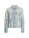 Amiri Crystal Studded Bones Denim Trucker Jacket In Multi