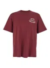 Amiri Bordeaux Crewneck T-shirt With Logo Lettering On The Front And Maxi Logo Print On The Rear In Cotton In Red