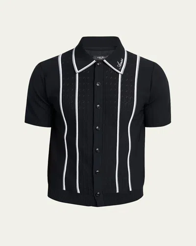 AMIRI MEN'S BUTTON-FRONT SCRIPT STRIPE SHIRT