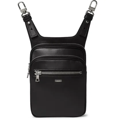 Amiri Men's Calf Hip Pouch Bag In Black Silver