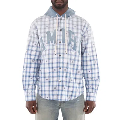 Amiri Men's Cerulean Hooded Cotton Overshirt In Blue