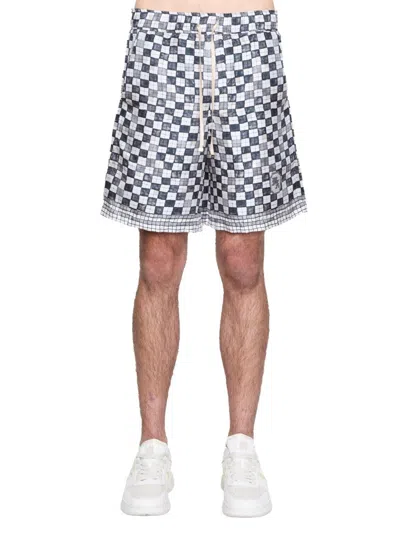 Amiri Men's Chateau Crest Silk Drawstring Shorts In Gray