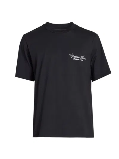 Amiri Black Crewneck T-shirt With Logo Detail On The Front And Maxi Logo On The Rear In Cotton Man