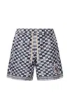 Amiri Checkered Drawstring Shorts In Blue