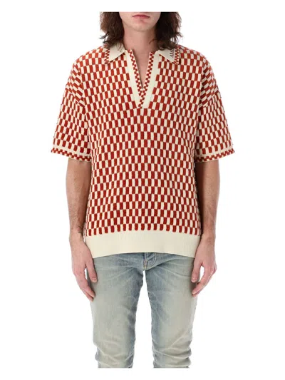 AMIRI MEN'S CHECKERED OVERSIZED POLO T-SHIRT