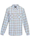 Amiri Mens Sea Blue Shotgun Distressed Regular-fit Cotton Flannel Shirt In Blue