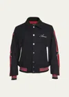 Amiri Ribbed Stripes Bomber Jacket In Black Red