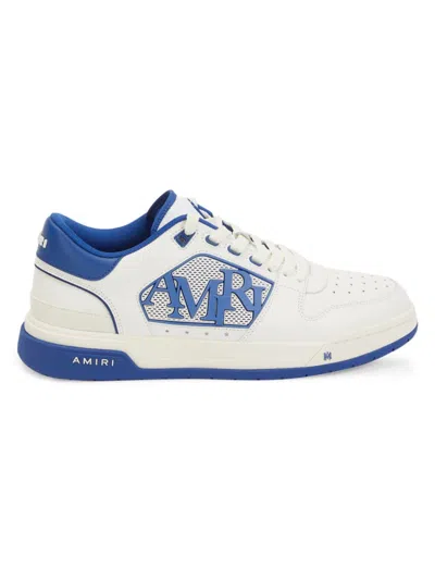Amiri Men's Classic Leather Logo Low-top Sneakers In White Blue