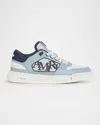Amiri Light Blue Low Top Sneakers With Contrasting Logo Lettering In Cotton Man In Ocean Sky