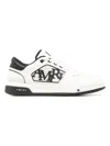 Amiri White Low Top Sneakers With Logo Patch On The Side And Contrasting Heel With Logo Lettering In Leath In White,black