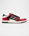 Amiri Skel Top Low Red Sneakers With Skeleton Patch In Leather Man In Red/wht/blk