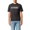 Amiri Black Crewneck T-shirt With Logo Lettering Print On The Front In Cotton Man In Black