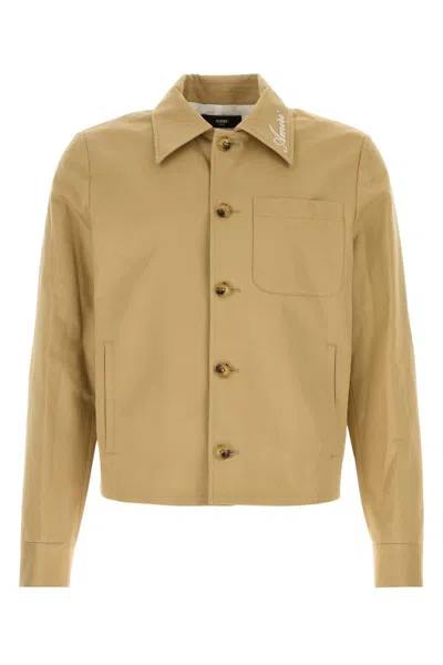 Amiri Cotton Jacket Long Sleeves Chest Pocket In Gold