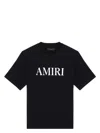 Amiri Black Crewneck T-shirt With Logo Lettering Print On The Front In Cotton Man