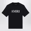 Amiri Black Crewneck T-shirt With Logo Lettering Print On The Front In Cotton Man In Black