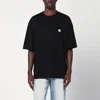 Amiri Black Crewneck T-shirt With Logo Embroidery On The Front In Cotton Man In Black