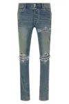 Amiri Distressed Five-pocket Denim Trousers In Blue