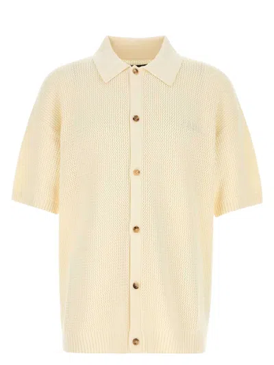 AMIRI MEN'S CREAM CROCHET SHIRT