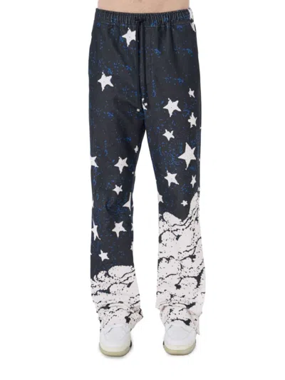Amiri Men's Crescent Moon Pajama Pants In Blue Multi