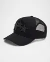 Amiri Three Star Patch Trucke Hat In Black Black