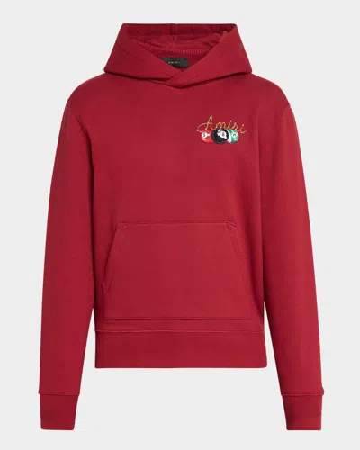 Amiri Mens Deep Red Pool Cue Kangaroo-pocket Beads Relaxed-fit Cotton-jersey Hoody