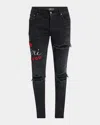 Amiri Casual Trousers With Five Pockets And Embroidery In Black