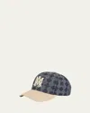 Amiri Men's Denim Ma Quad Baseball Cap With Leather Bill