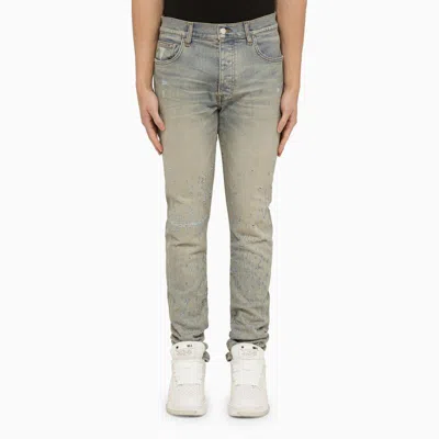 Amiri Men's Faded Black Distressed Skinny Jeans For Ss24
