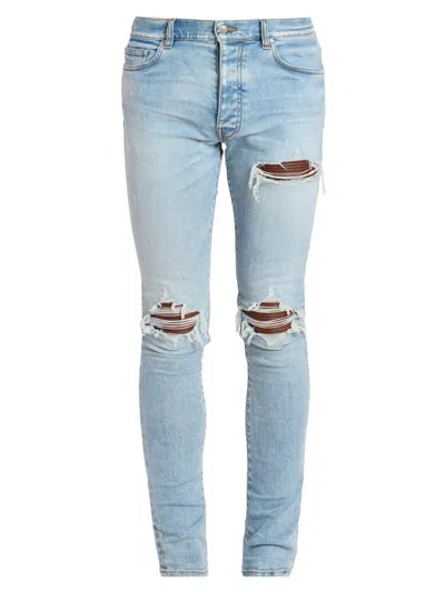 Amiri Men's Distressed Skinny Jeans In Blue