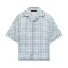Amiri Cuban Collar Shirt Monogram Pattern In Blue