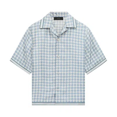 AMIRI AMIRI MEN'S DUSTY BLUE MA QUAD BOWLING SHIRT