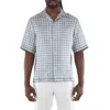 Amiri Cuban Collar Shirt Monogram Pattern In Blue