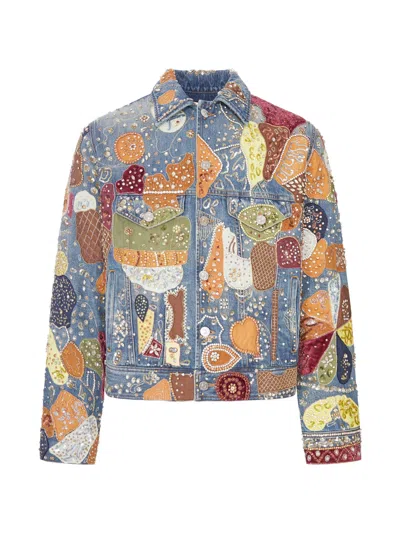 Amiri Men's Embellished Trucker Jacket In Electric