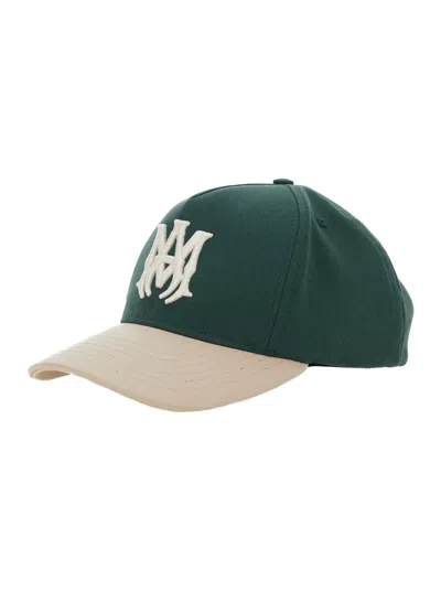 Amiri Men Green Baseball Cap With Contrasting Brim And Logo Embroidery On The Front In Cotton Man