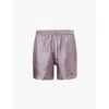 Amiri Mens Grey Arts District Brand-print Silk Shorts