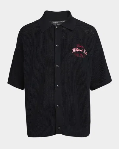 Amiri Men's Hollywood Auto Mesh Short-sleeve Shirt In Black