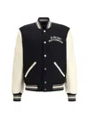 Amiri Mens Hollywood Embroidered-text Wool-leather Blend Bomber Jacket Black Xl In Black