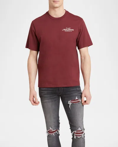 Amiri Men's Hollywood Crewneck T-shirt In Burgundy