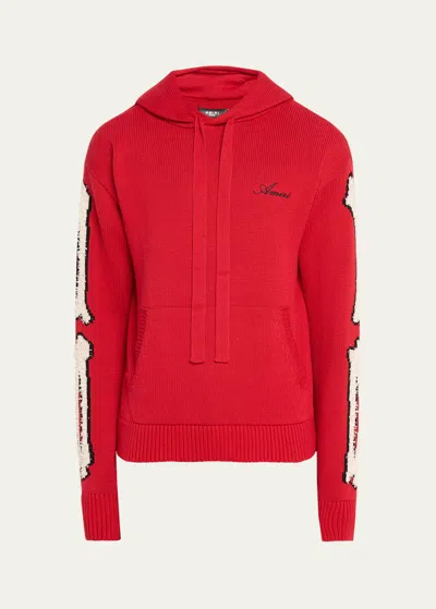 Amiri Men's Hoodie With Bone Sleeves In Red