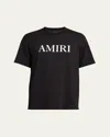 Amiri Men Black Crewneck T-shirt With Logo Lettering Print On The Front In Cotton Man In Black