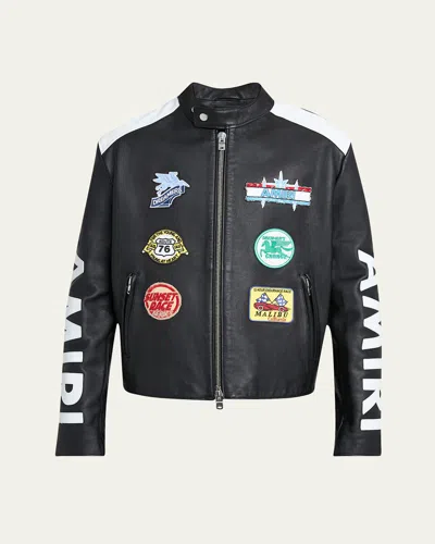 Amiri Men's Leather Patchwork Racer Jacket