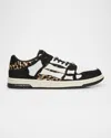 Amiri Leopard Print Goat Leather Sneakers With Perforated Detail In Black
