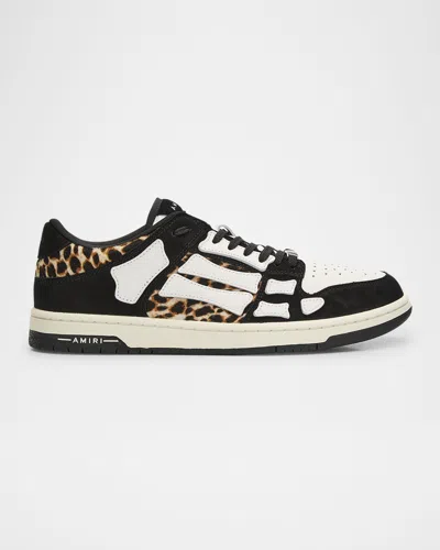 AMIRI MEN'S LEOPARD SKEL LOW-TOP SNEAKERS