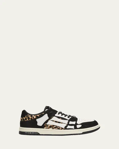 AMIRI MEN'S LEOPARD SKEL LOW-TOP SNEAKERS