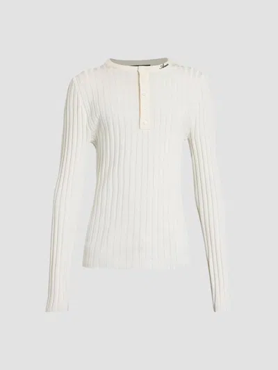 Amiri Script Knit Henley In Multi