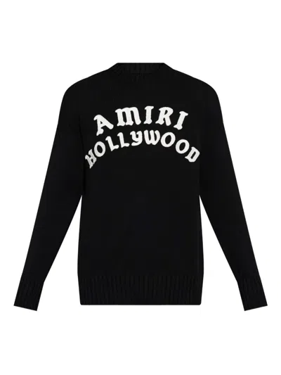 Amiri Hollywood Crew Neck Sweater In Black