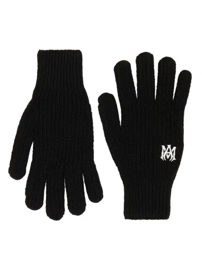 Amiri Men's Logo Wool Gloves In Black