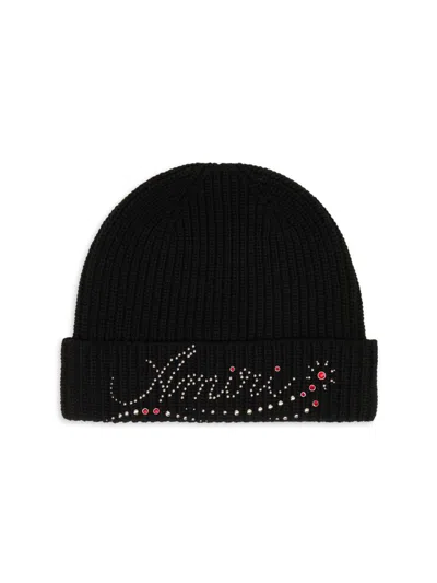 Amiri Men's Logo-studded Wool Beanie In Black