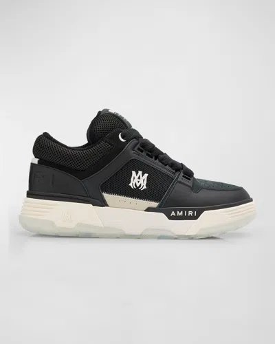 Amiri Black Low Top Sneakers With Logo Detail In Tech Fabric And Leather Man